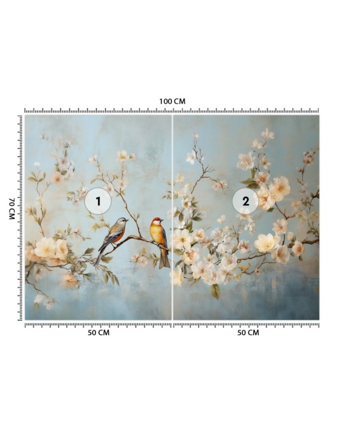Wall photo wall mural - Birds on a branch Chinoiserie | FEEBY