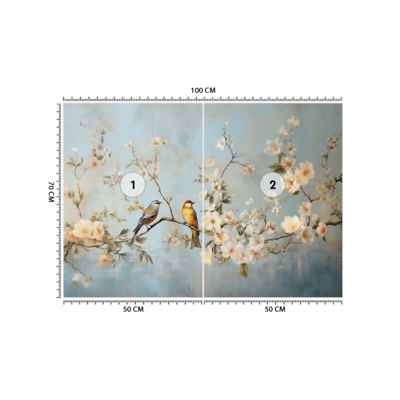 Wall photo wall mural - Birds on a branch Chinoiserie | FEEBY
