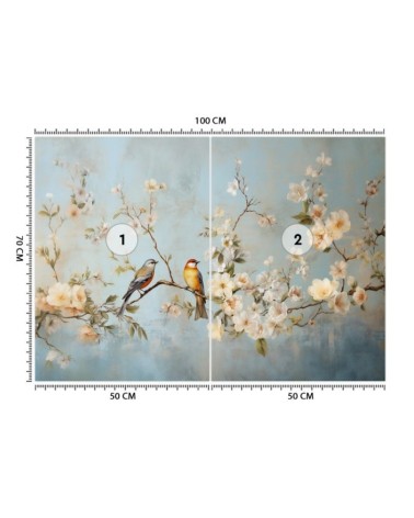 Wall photo wall mural - Birds on a branch Chinoiserie | FEEBY