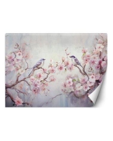 Stylish wall mural - Shabby Chic birds and flowers | FEEBY