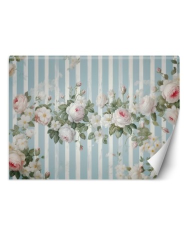 Wall mural shabby chic - White vintage flowers | FEEBY