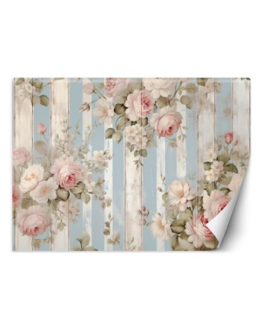 Photo wallpaper for living room - Shabby Chic flowers | FEEBY