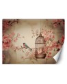 Photo wallpaper for living room - Bird on a branch vintage | FEEBY