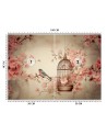 Photo wallpaper for living room - Bird on a branch vintage | FEEBY