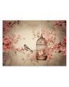 Photo wallpaper for living room - Bird on a branch vintage | FEEBY