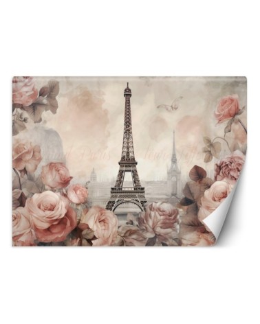 Paris photo wall mural - Shabby Chic Eiffel Tower | FEEBY