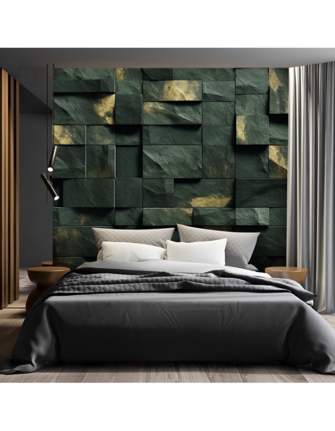 Modern wall mural - Green mosaic cube 3D | FEEBY