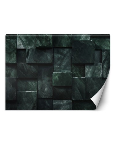 Spatial wall mural - Green shapes abstract 3D | FEEBY