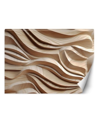 Decorative wall mural - Waves beige abstract 3D | FEEBY