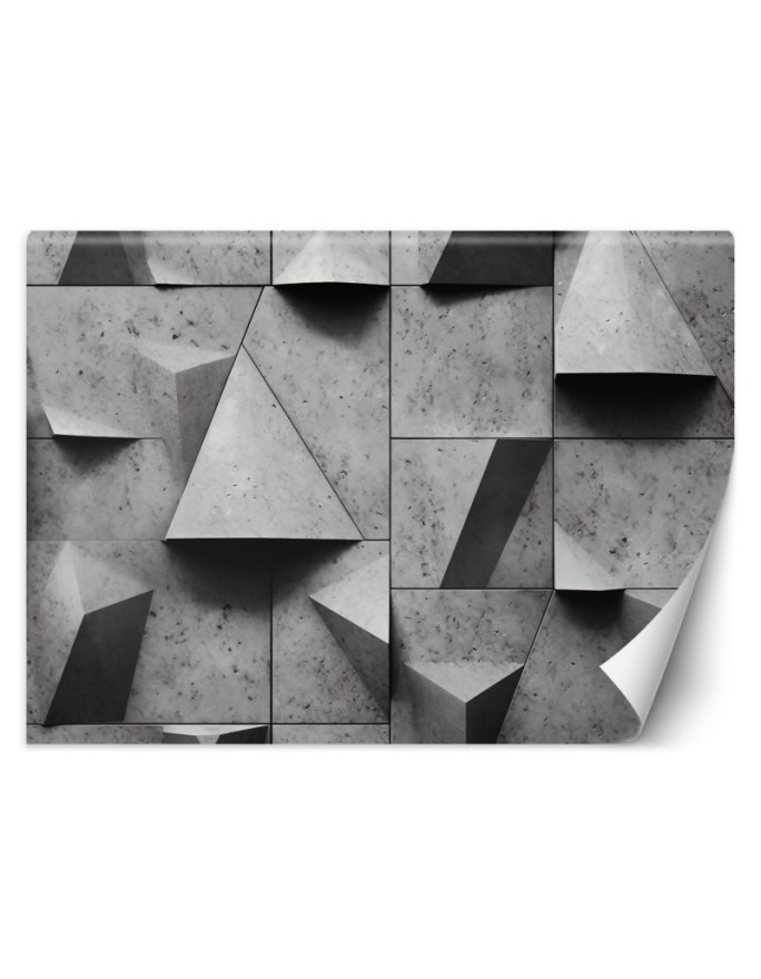Photo wallpaper for living room - Geometric shapes concrete 3D | FEEBY