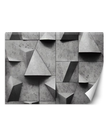 Photo wallpaper for living room - Geometric shapes concrete 3D | FEEBY