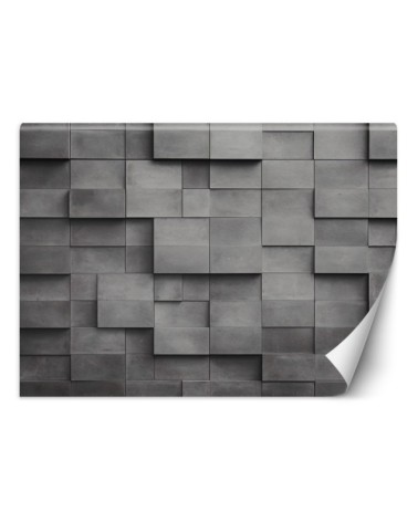 Wall mural with depth effect - Concrete wall cubes 3D | FEEBY