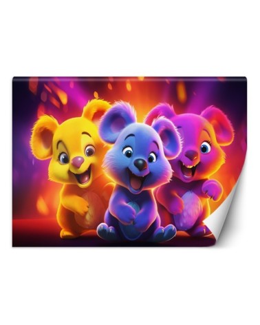 Children's room wallpaper - Neon bears abstract | FEEBY