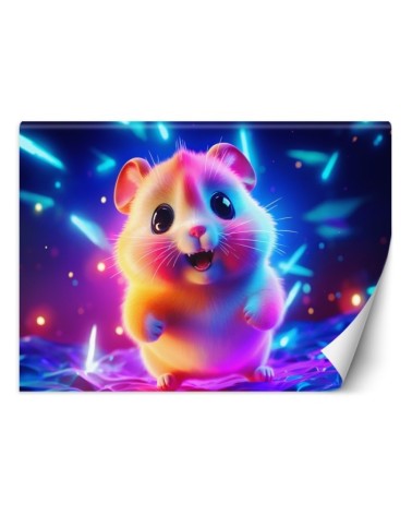 Children's room wallpaper - Adorable hamster neon | FEEBY