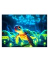 Cosmic neon turtle - Children's room wallpaper | FEEBY