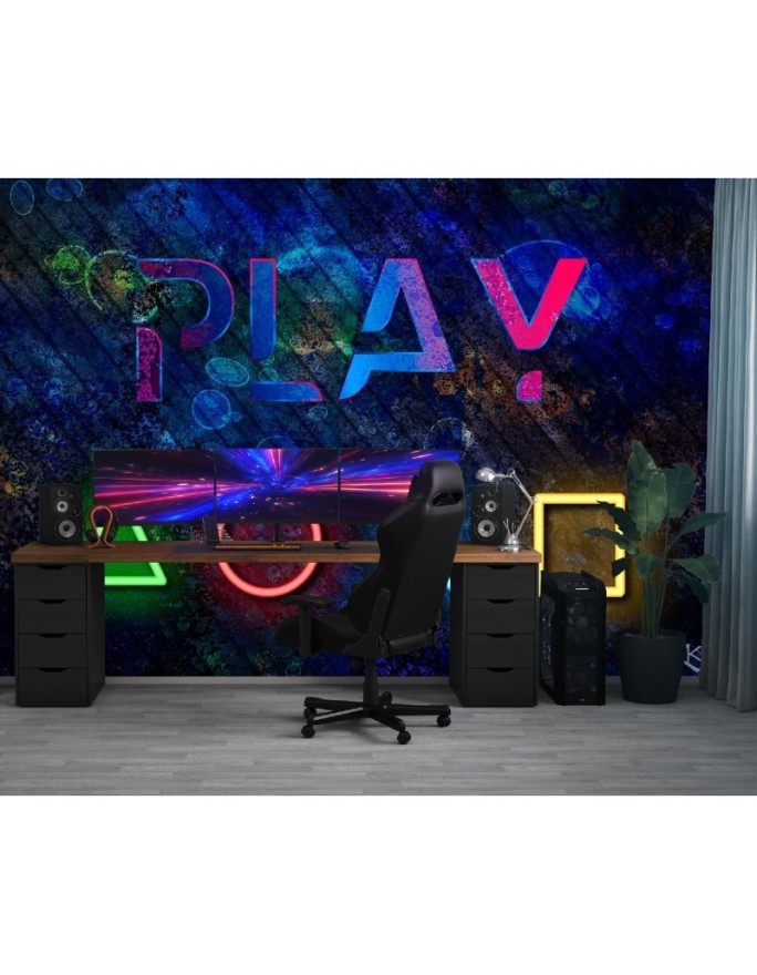 Fototapeta dla nastolatków - Przyciski do kontrolera i napis play | FEEBY