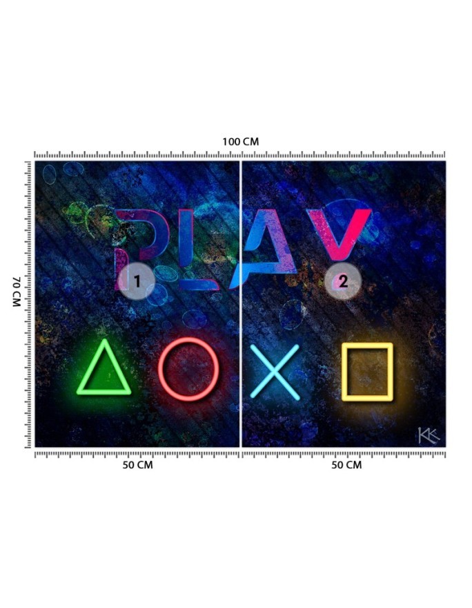 Fototapeta dla nastolatków - Przyciski do kontrolera i napis play | FEEBY