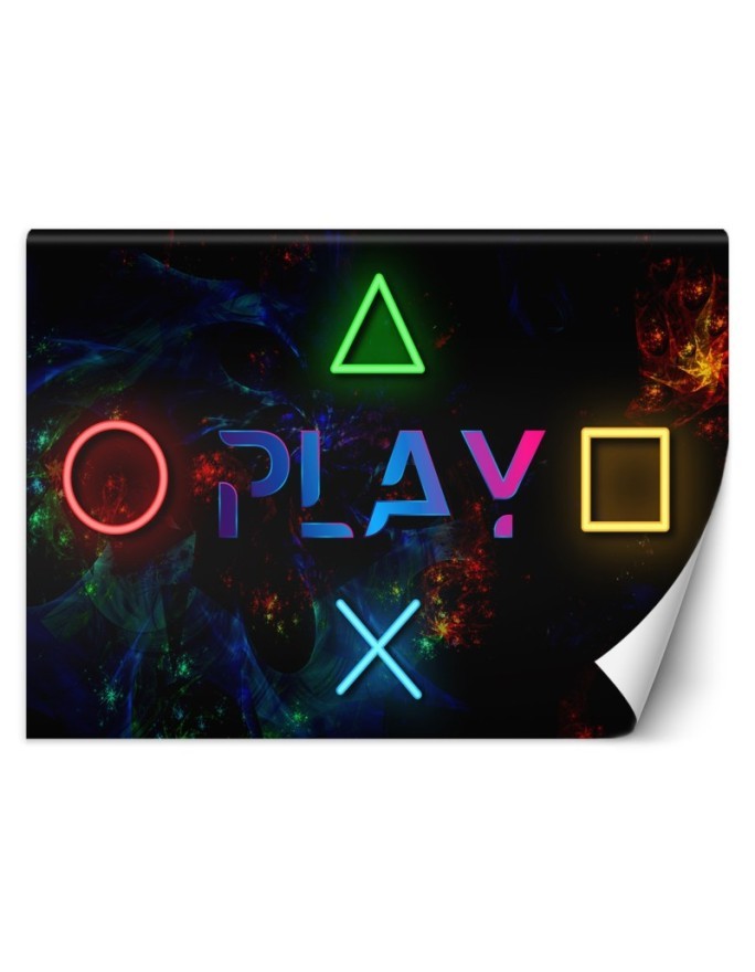 Fototapeta - Napis play i przyciski do kontrolera | FEEBY