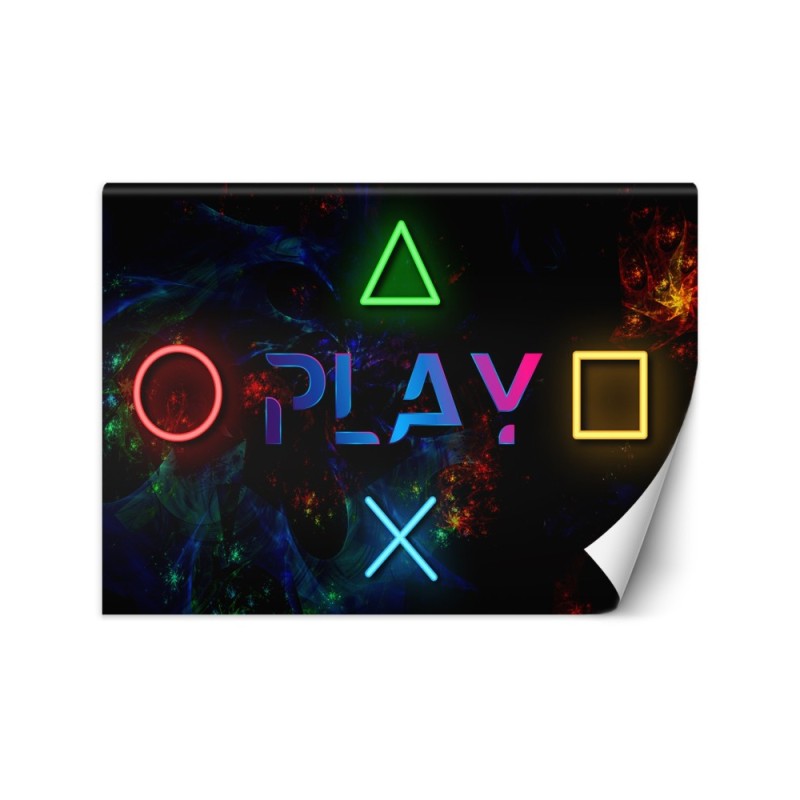 Fototapeta - Napis play i przyciski do kontrolera | FEEBY