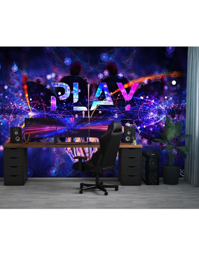 Fototapeta gamingowa - Neon z napisem Play | FEEBY