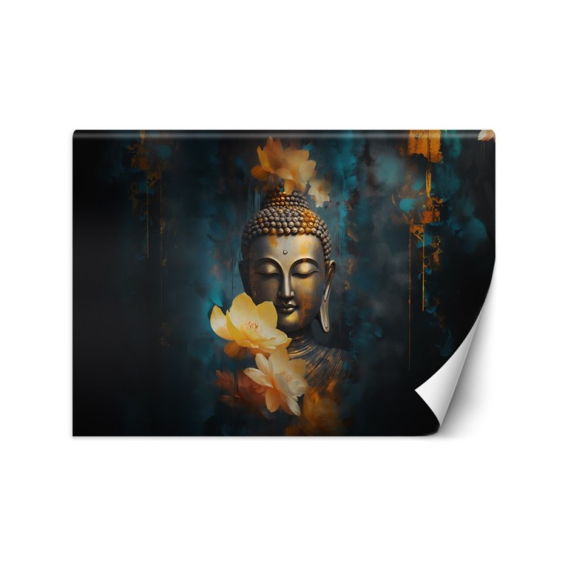 Fototapeta do salonu - Feng Shui budda i złote kwiaty | FEEBY