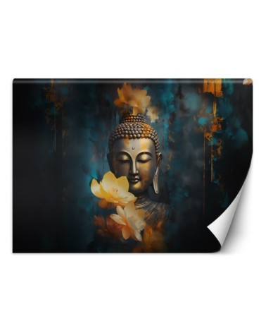 Fototapeta do salonu - Feng Shui budda i złote kwiaty | FEEBY