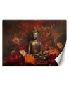 Nowoczesna fototapeta - Medytujący Budda i kolorowe kwiaty | FEEBY