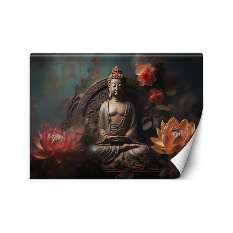 Nowoczesna fototapeta na ścianę - Budda Kwiaty Zen AI | FEEBY