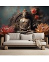 Nowoczesna fototapeta na ścianę - Budda Kwiaty Zen AI | FEEBY