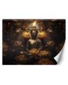 Fototapeta do salonu - Złoty Budda i kwiaty lotosu | FEEBY