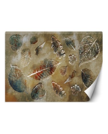 Modern living room wall mural - Vintage style leaves | FEEBY