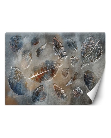 Modern wall mural - Grey autumn leaves | FEEBY