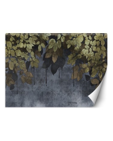 Modern wall mural - Leaves on concrete background | FEEBY