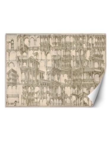 Living room wall mural - vintage column architecture | FEEBY