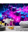 Nowoczesna fototapeta na ścianę - Neonowe kostki abstrakcja 3D | FEEBY