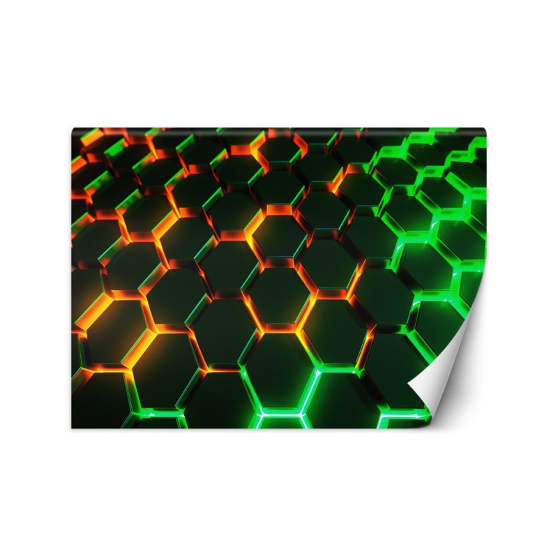 Nowoczesna fototapeta na ścianę - Neonowe kształty abstrakcja 3D | FEEBY