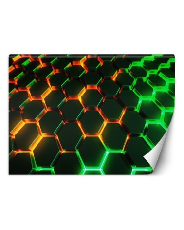 Nowoczesna fototapeta na ścianę - Neonowe kształty abstrakcja 3D | FEEBY