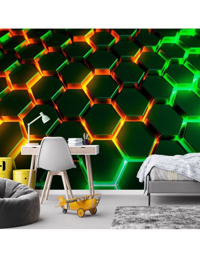 Nowoczesna fototapeta na ścianę - Neonowe kształty abstrakcja 3D | FEEBY