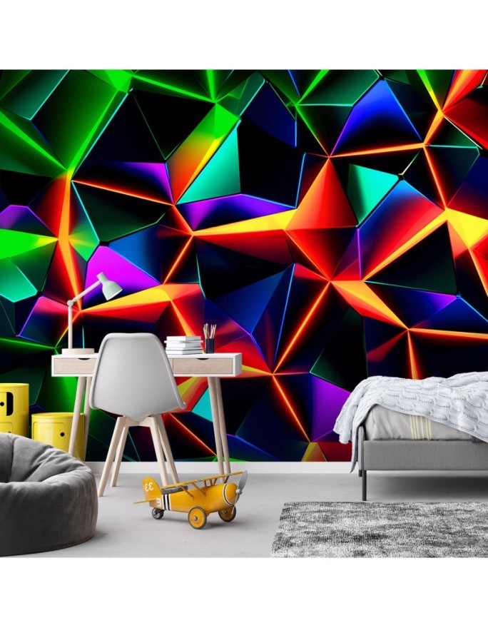 Młodzieżowa Fototapeta - Kolorowa geometryczna abstrakcja 3D | FEEBY