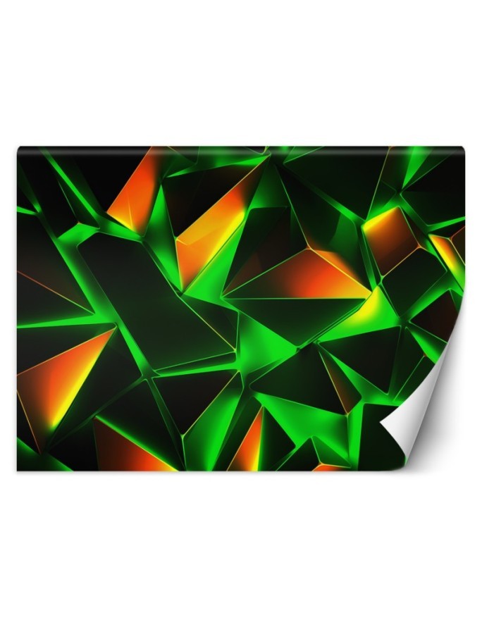 Młodzieżowa Fototapeta - Zielona abstrakcja geometryczna 3D | FEEBY