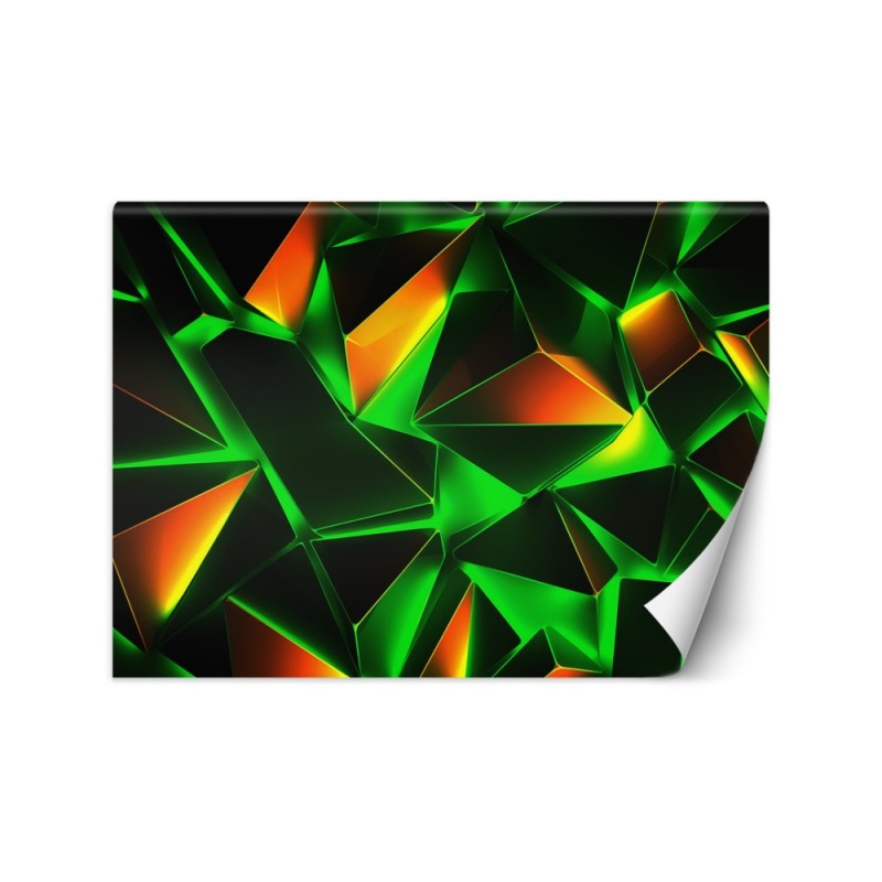 Młodzieżowa Fototapeta - Zielona abstrakcja geometryczna 3D | FEEBY