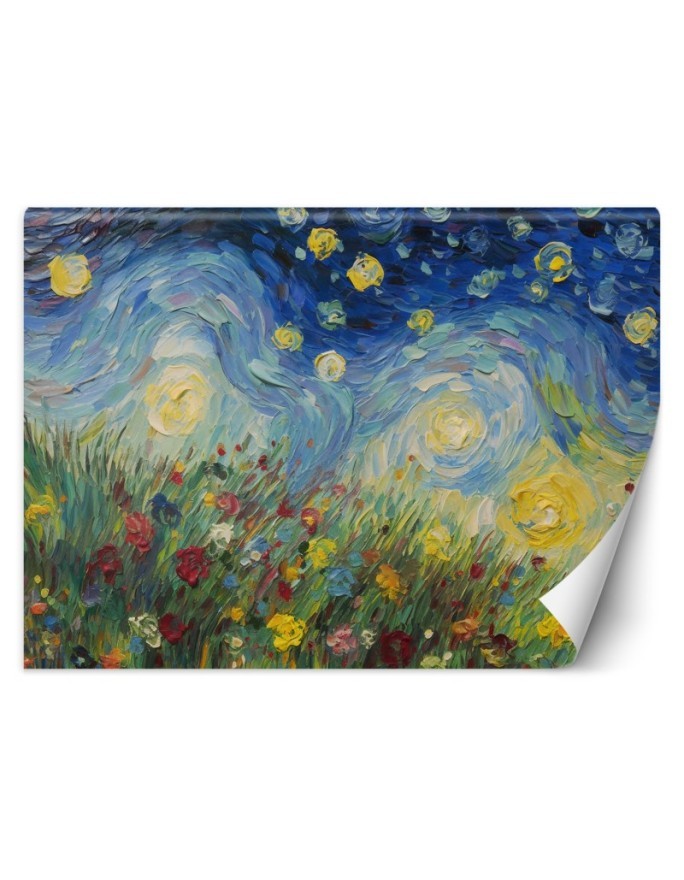 Fototapeta do sypialni - Gwiaździsta noc na łące - V. van Gogh | FEEBY