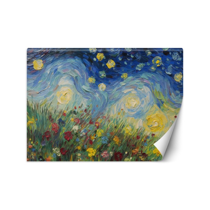 Fototapeta do sypialni - Gwiaździsta noc na łące - V. van Gogh | FEEBY