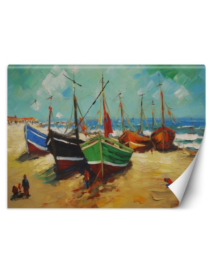Fototapeta do salonu - Łodzie rybackie na plaży - V. van Gogh | FEEBY