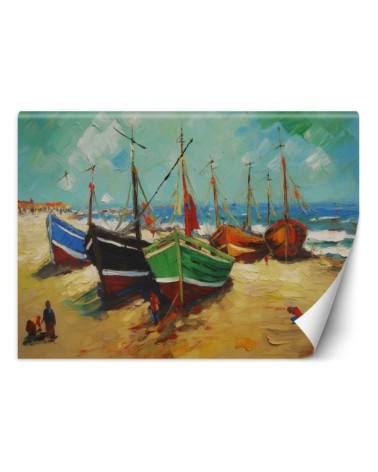 Fototapeta do salonu - Łodzie rybackie na plaży - V. van Gogh | FEEBY