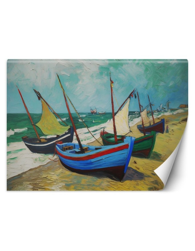 Fototapeta do sypialni - Łodzie rybackie na plaży - V. van Gogh | FEEBY