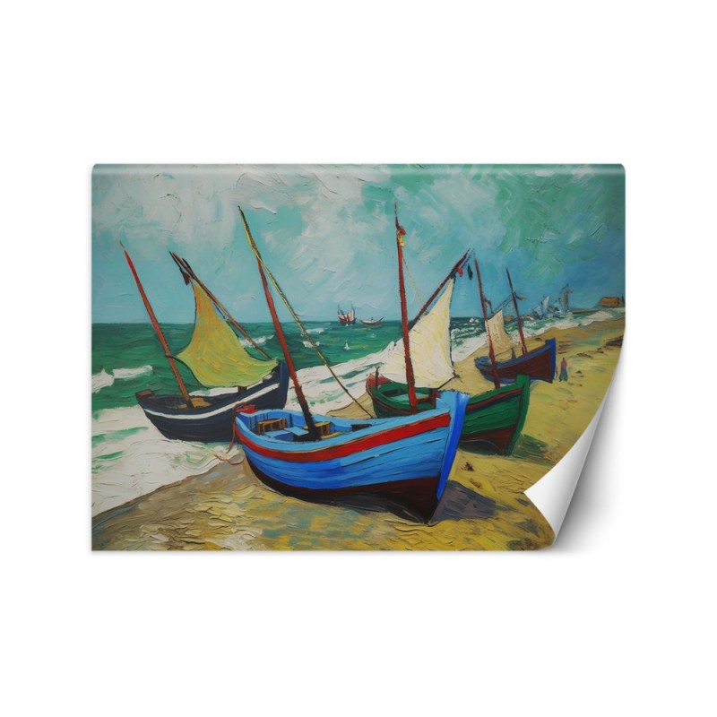 Fototapeta do sypialni - Łodzie rybackie na plaży - V. van Gogh | FEEBY