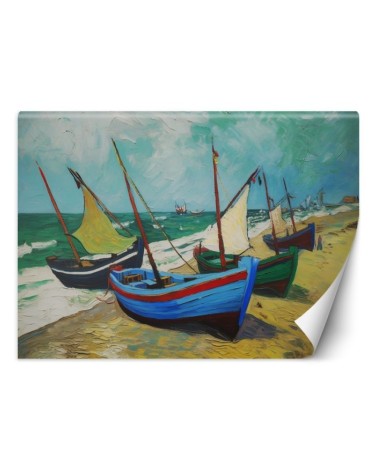 Fototapeta do sypialni - Łodzie rybackie na plaży - V. van Gogh | FEEBY
