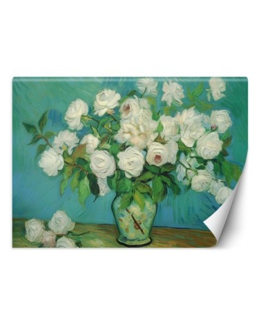 Living room wall mural - Still life vase with roses | FEEBY
