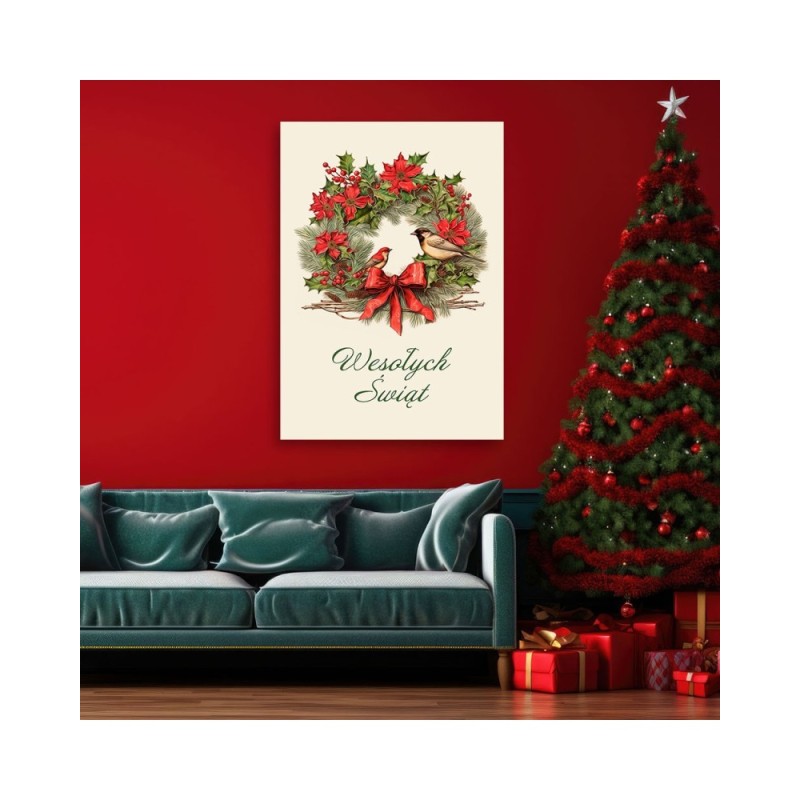 Leinwanddruck - Weihnachtsgirlande Frohe Weihnachten | Feeby